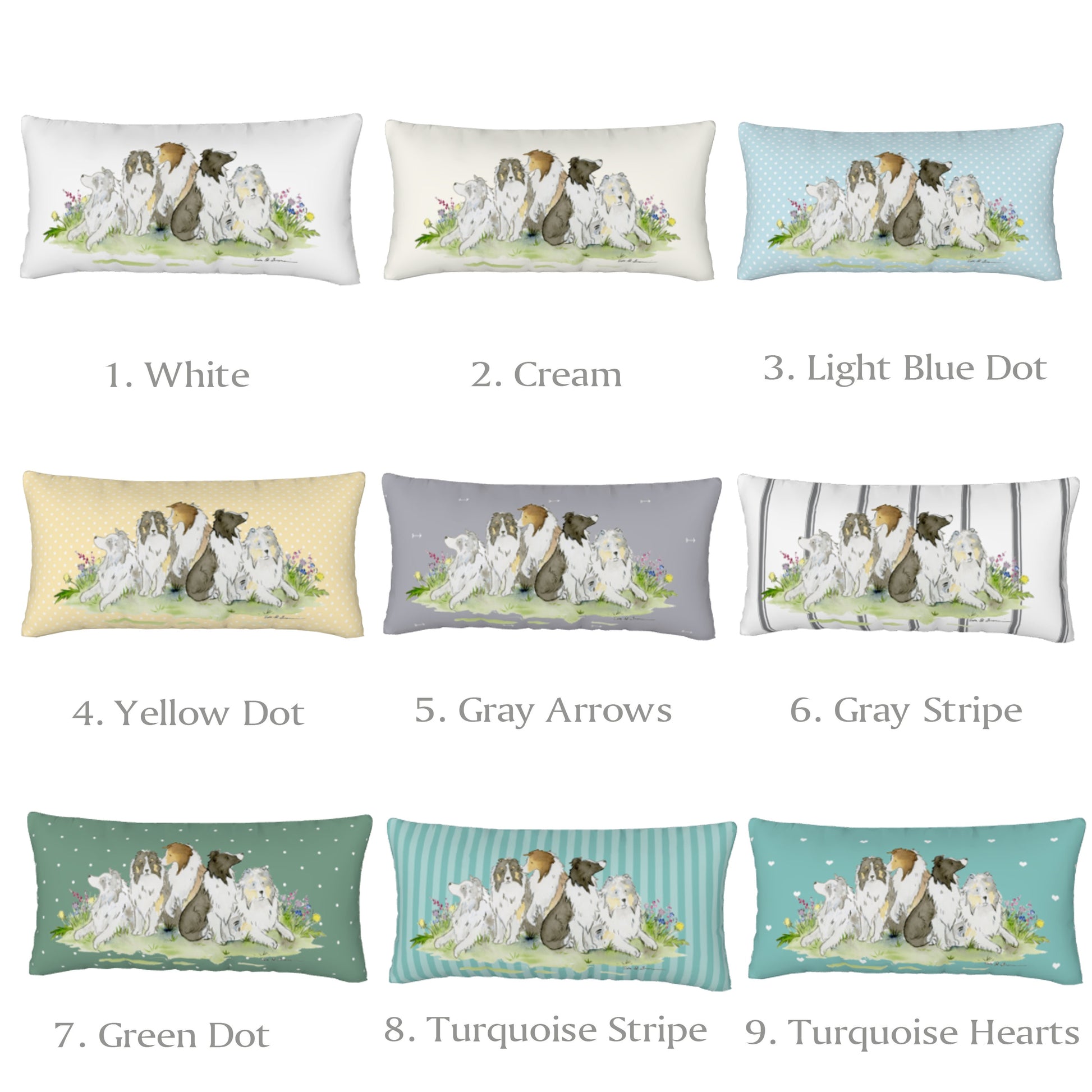 Sheltie Pillow Cover, shetland sheepdog pillow case, lumbar pillow cover, tri color, blue merle, sable sheltie gift, sheltie decor, dog gift