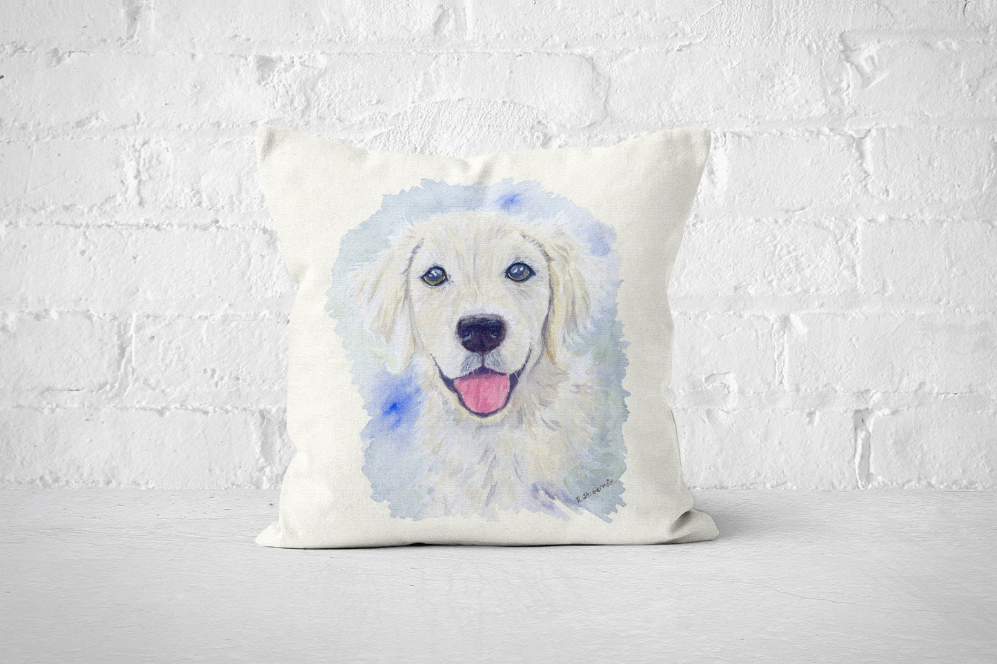 Golden Retriever Pillow cover, English Cream, Watercolor Dog Pillow, 18x18, 22x22 Canvas Pillow, Golden Gift, Dog Lover Gift, Golden Puppy