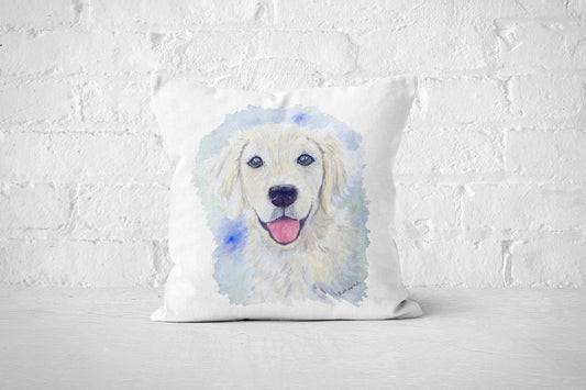 Golden Retriever Pillow cover, English Cream, Watercolor Dog Pillow, 18x18, 22x22 Canvas Pillow, Golden Gift, Dog Lover Gift, Golden Puppy