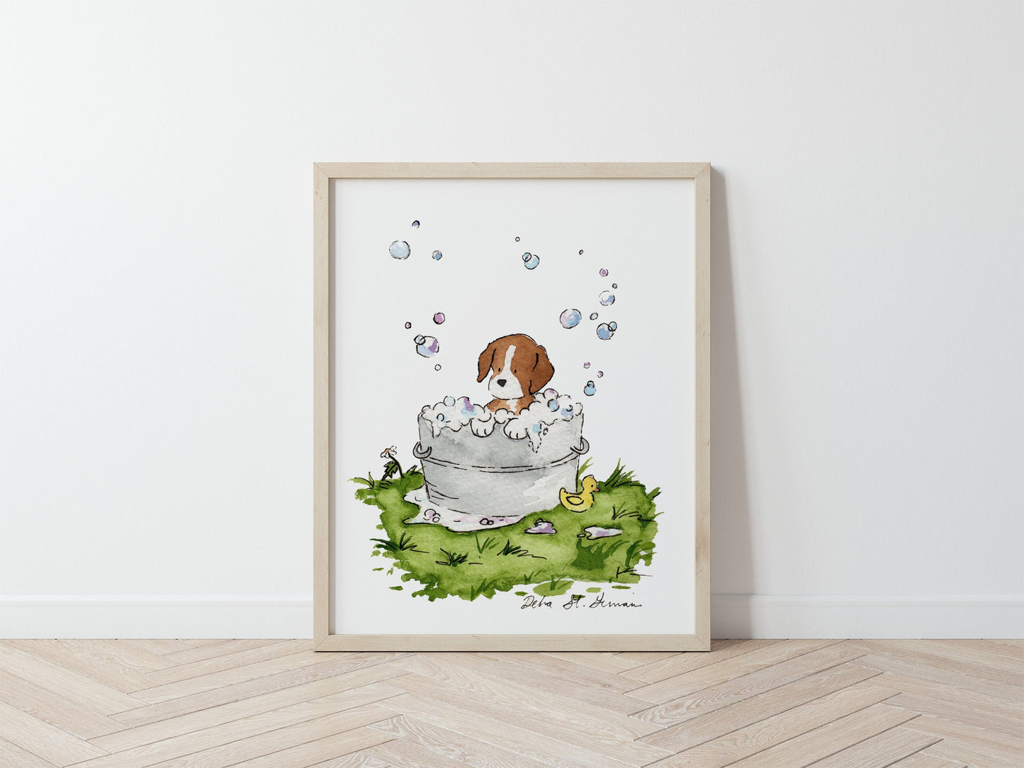 Beagle Art, Beagle Nursery Wall Art, Kids Bathroom Art, Puppy Nursery Art, Beagle Painting, Baby Bathroom Art, Dog Bathroom Art, Cute Beagle