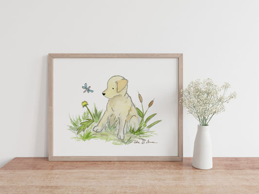 Yellow Lab Print, Labrador Puppy Art, Watercolor Dog Art, Gift for Dog Lovers