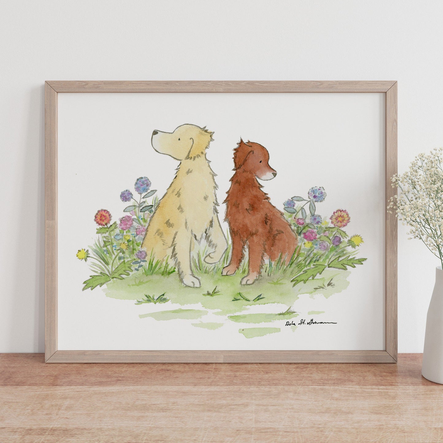 Golden Retriever Watercolor Art Print, Gift For Dog Lovers