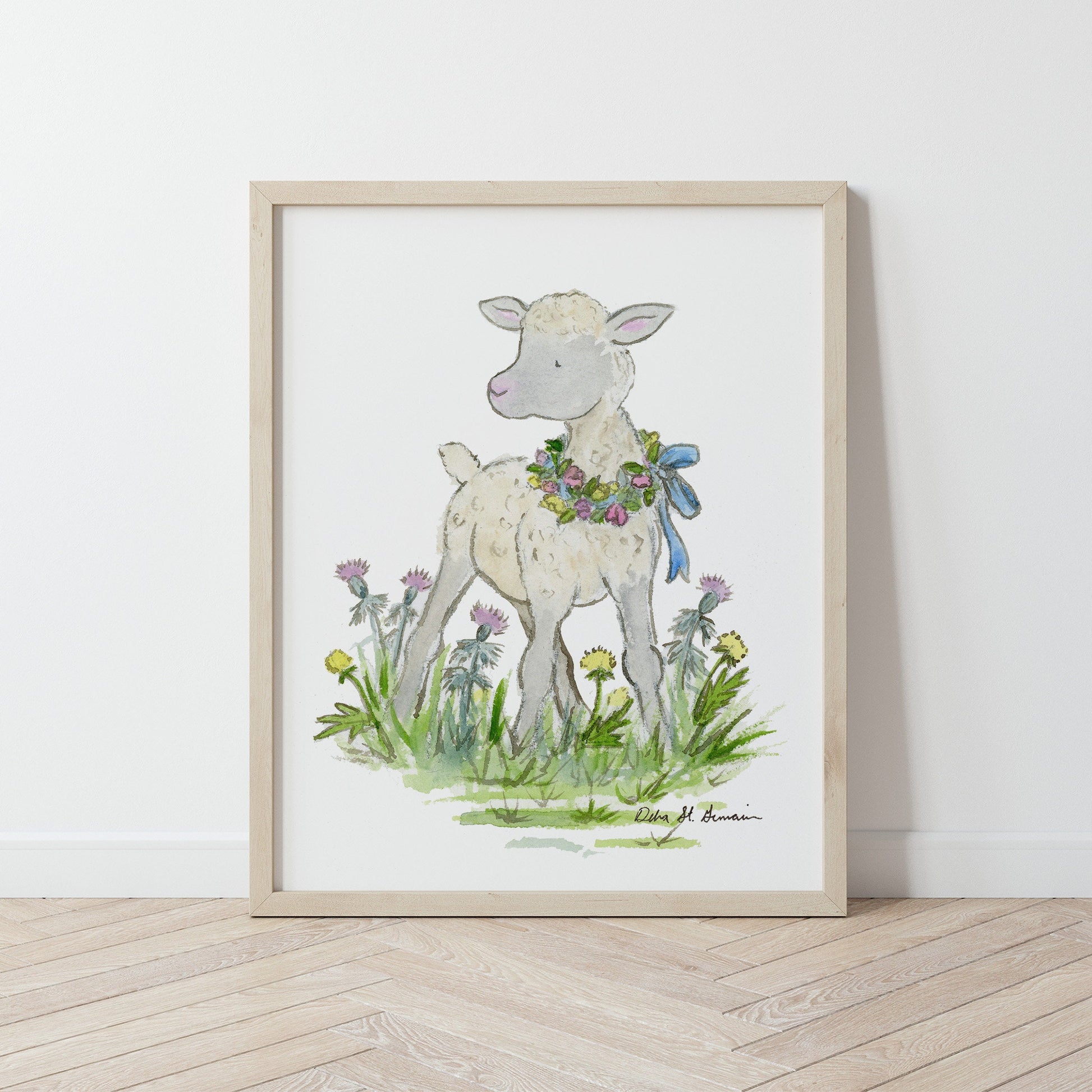 Lamb Watercolor Art Print, Nursery Art, Animal Art for Children