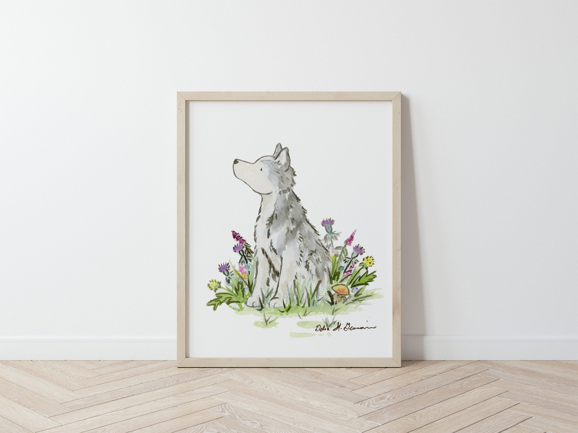 Siberian Husky Art, Malemute Art, Wolf Print,  Watercolor Husky, Dog Art, Dog Nursery Print, Husky Gift, Children's Wall Art, Nursery Decor