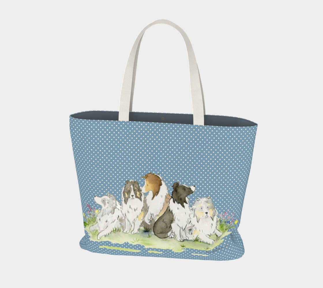 Sheltie Tote Bag, Large Shetland Sheepdog Tote, Basic Tote Bag, Lined Tote, Dog Tote Bag, Sheltie Gift, Sheltie Lover, Sheltie Present