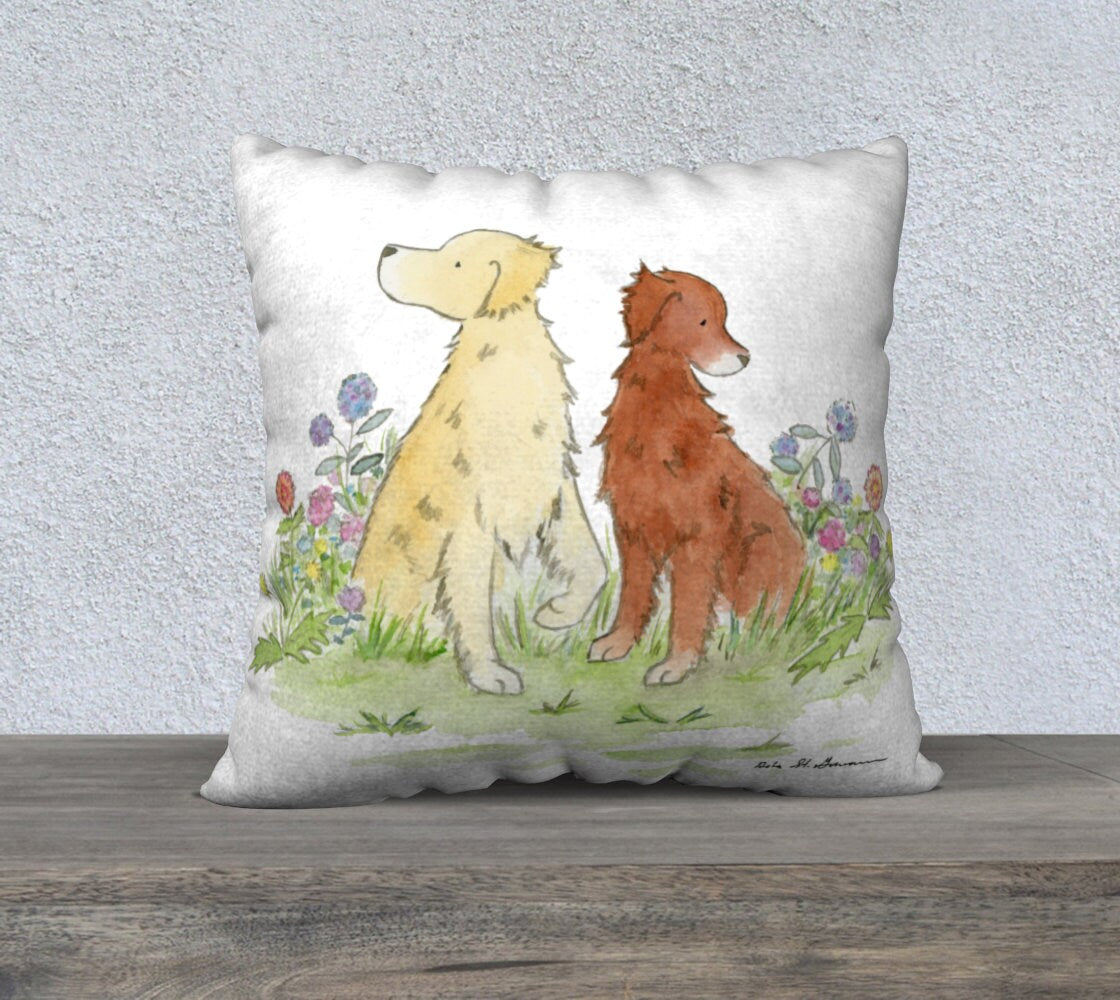 Golden Retriever Throw Pillow cover, Watercolor Dog Pillow, 18x18, 22x22 Cotton Canvas Pillow, Golden Retriever Gift, Dog Lover Gift