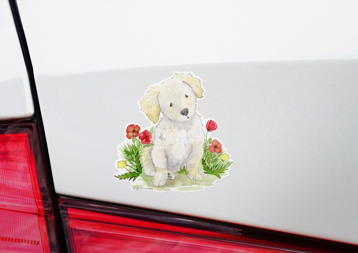 Doodle Puppy Sticker, Golden Retriever decal, Labradoodle, Golden Doodle, Car Decal, Vinyl Dog Sticker, Waterproof Sticker, Dog Lover Gift