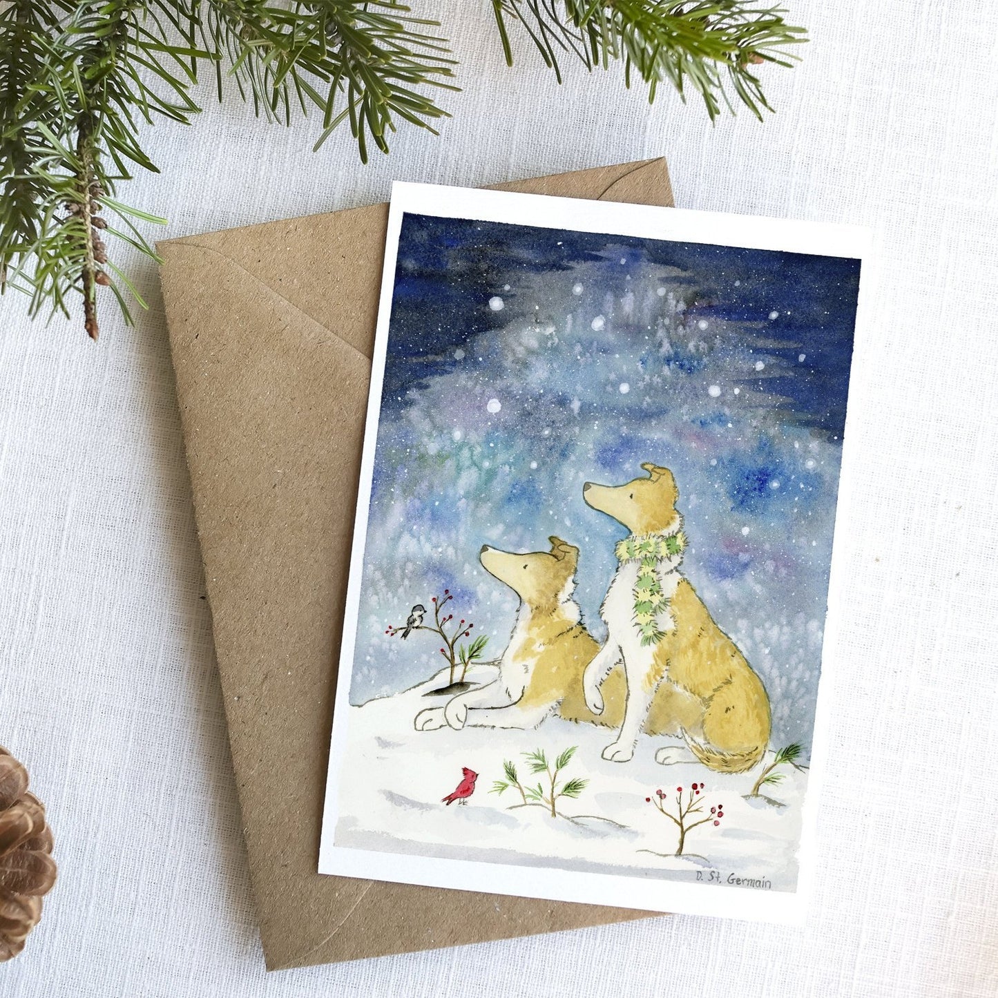 Collie Christmas Card, Smooth Collie Holiday Card, Dog Lover Card, Gift for Collie Lovers, Blank Cards, Pack of Greeting Cards, Cute Dogs