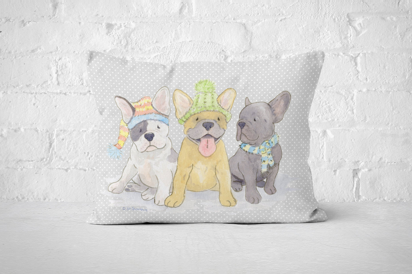 French Bulldog Throw Pillow cover, Frenchie Pillow, Christmas Frenchie, Holiday Throw Pillow Cover, Frenchie Gift, French Bulldog Lover