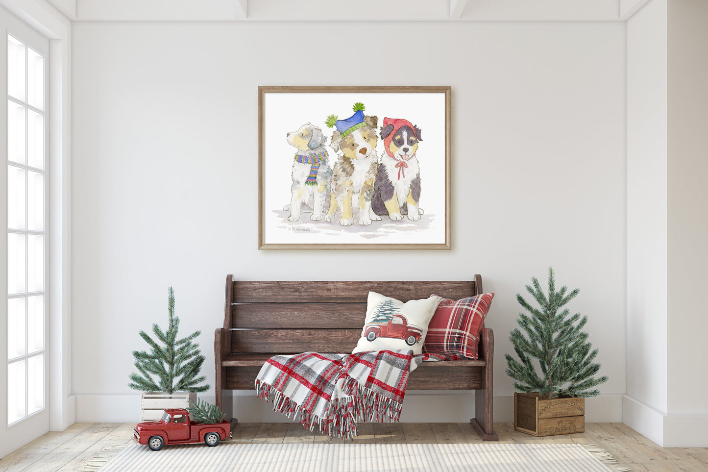 Australian Shepherd Holiday Art Print