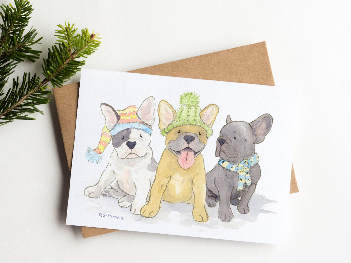 French Bulldog Christmas Card Set, Frenchie Holiday Card, Cute Frenchie Greeting Card, Dog Lover Card, Gift for Frenchie Lovers, Blank Cards