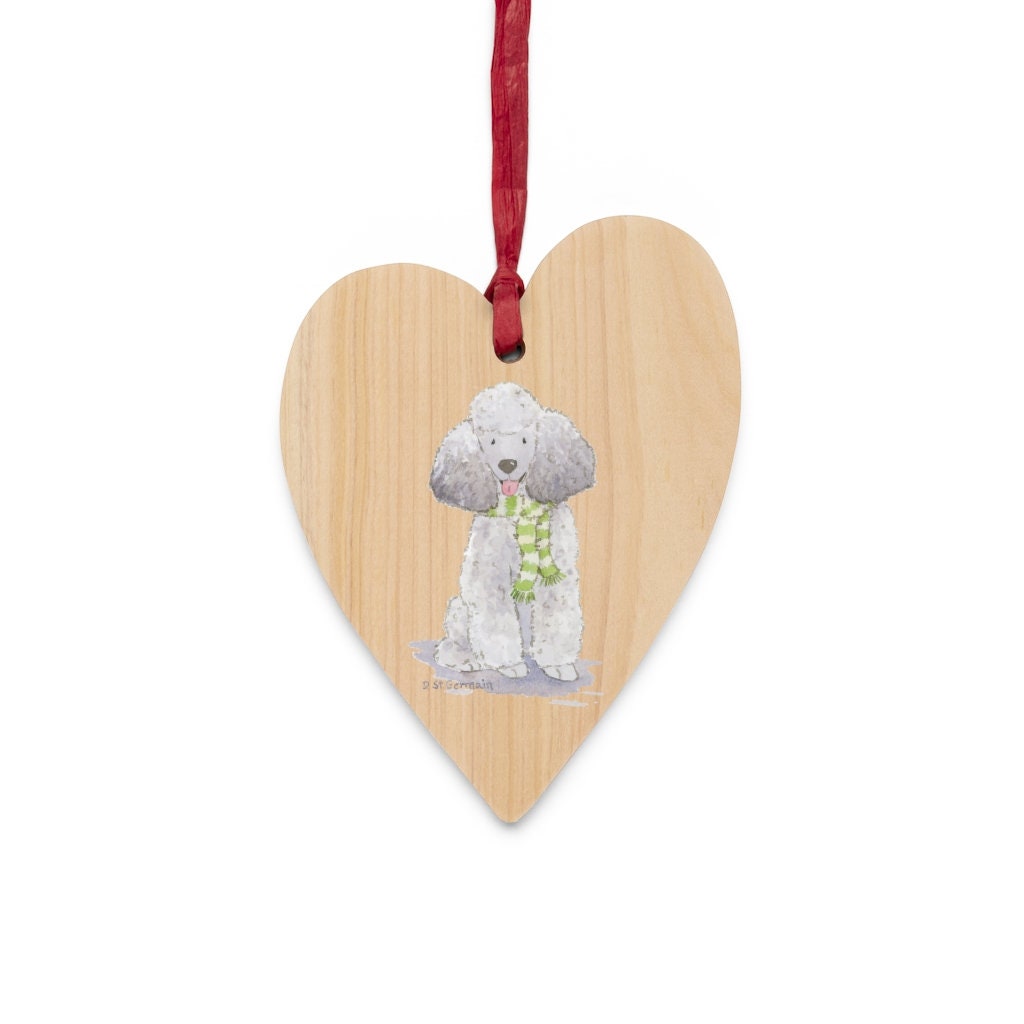 Poodle Ornament, Rustic Wood Ornament, Poodle Gift, Silver Poodle, Toy Poodle, Poodle Lover Gift, Stocking Stuffer Personalized Dog Ornament