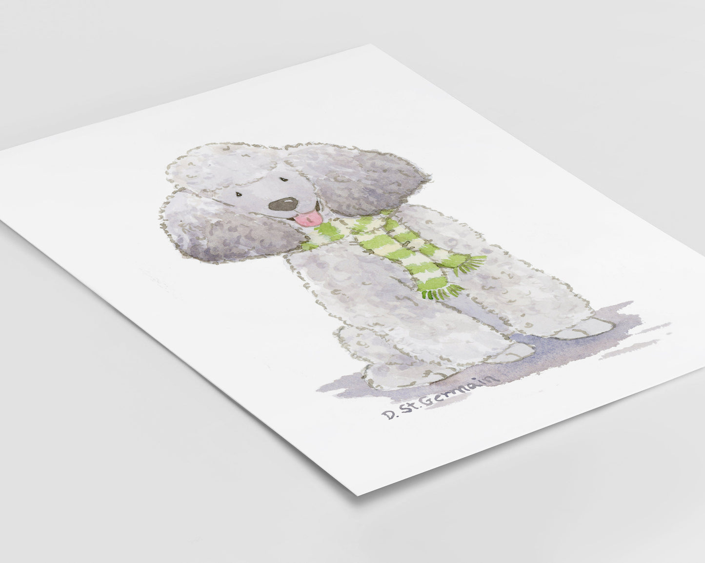 Silver Poodle Holiday Art Print