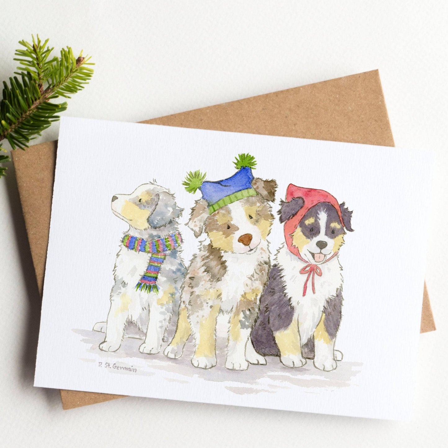 Aussie Christmas Card Set, Australian Shepherd Holiday Card, Cute Aussie Greeting Card, Dog Lover Card, Aussie Mom Card, Aussie Lover Gift
