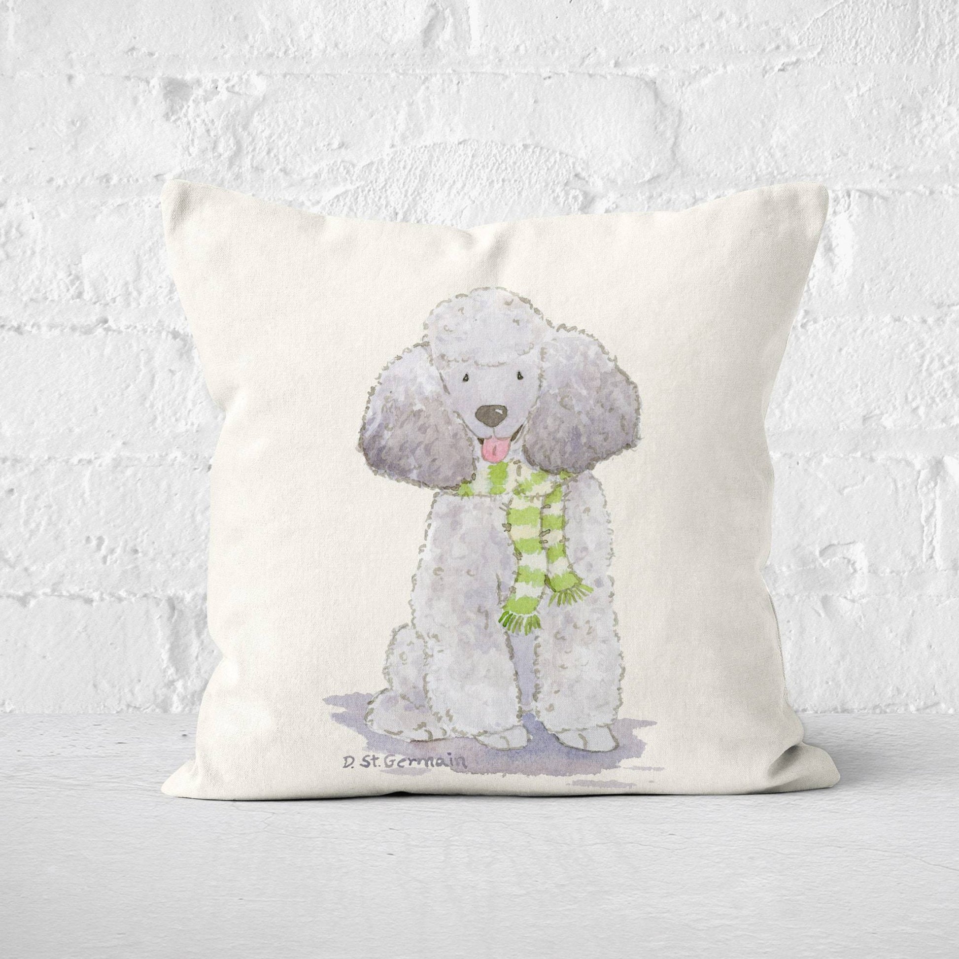 Poodle Holiday Pillow Cover, Christmas Pillow, Poodle Gift, Poodle Christmas Gift, Silver Poodle Gift, Gray Poodle, Holiday Dog Decor