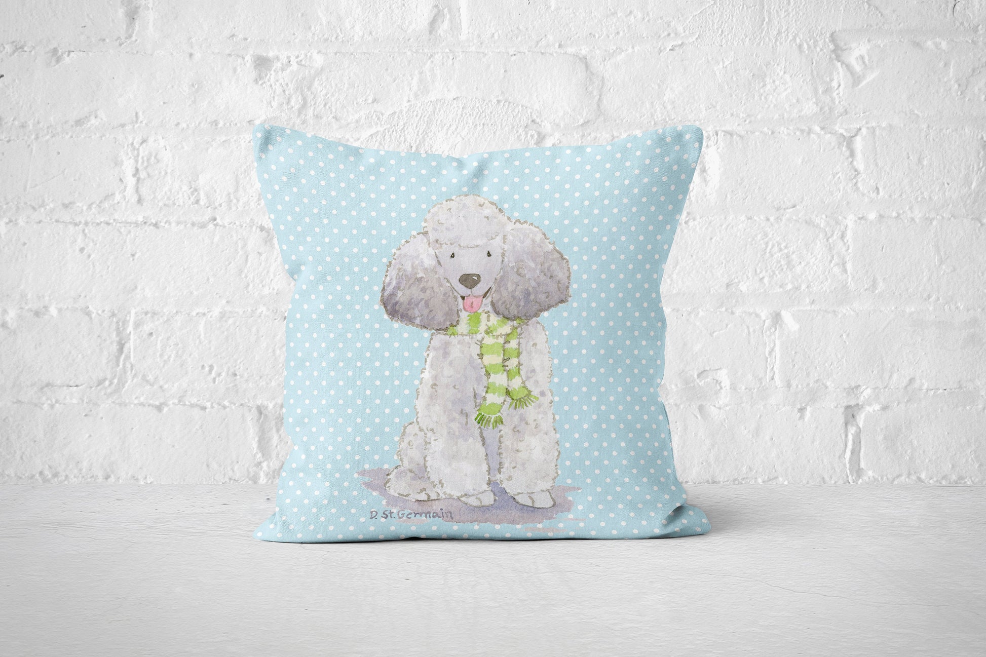Poodle Holiday Pillow Cover, Christmas Pillow, Poodle Gift, Poodle Christmas Gift, Silver Poodle Gift, Gray Poodle, Holiday Dog Decor