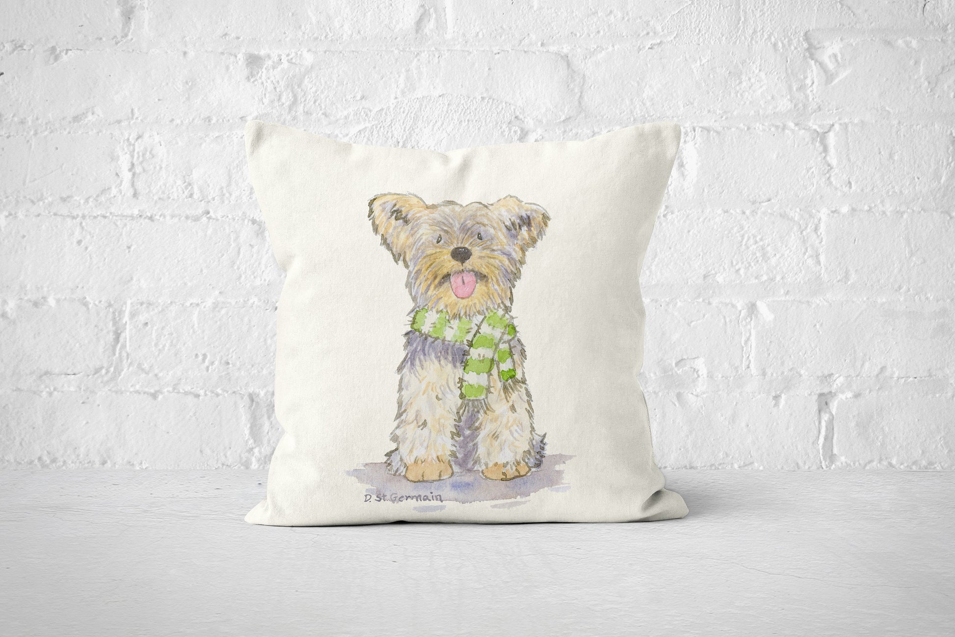 Yorkie Holiday Pillow Cover, Yorkie Gift, Yorkshire Terrier Pillow Cover, Yorkie Lover, Yorkie Gift, Dog Lover Gift, Christmas Throw Pillow