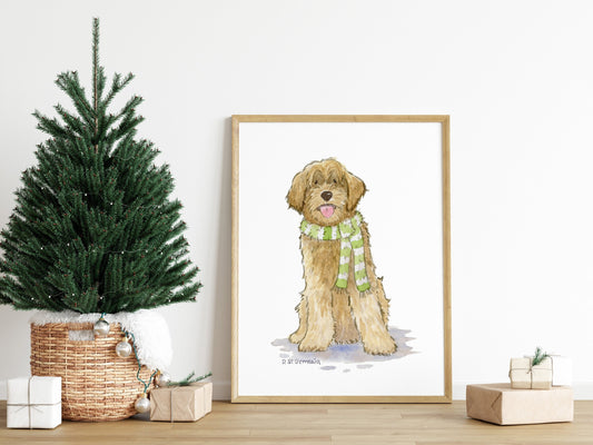 Labradoodle Art, Doodle Dog Holiday Print