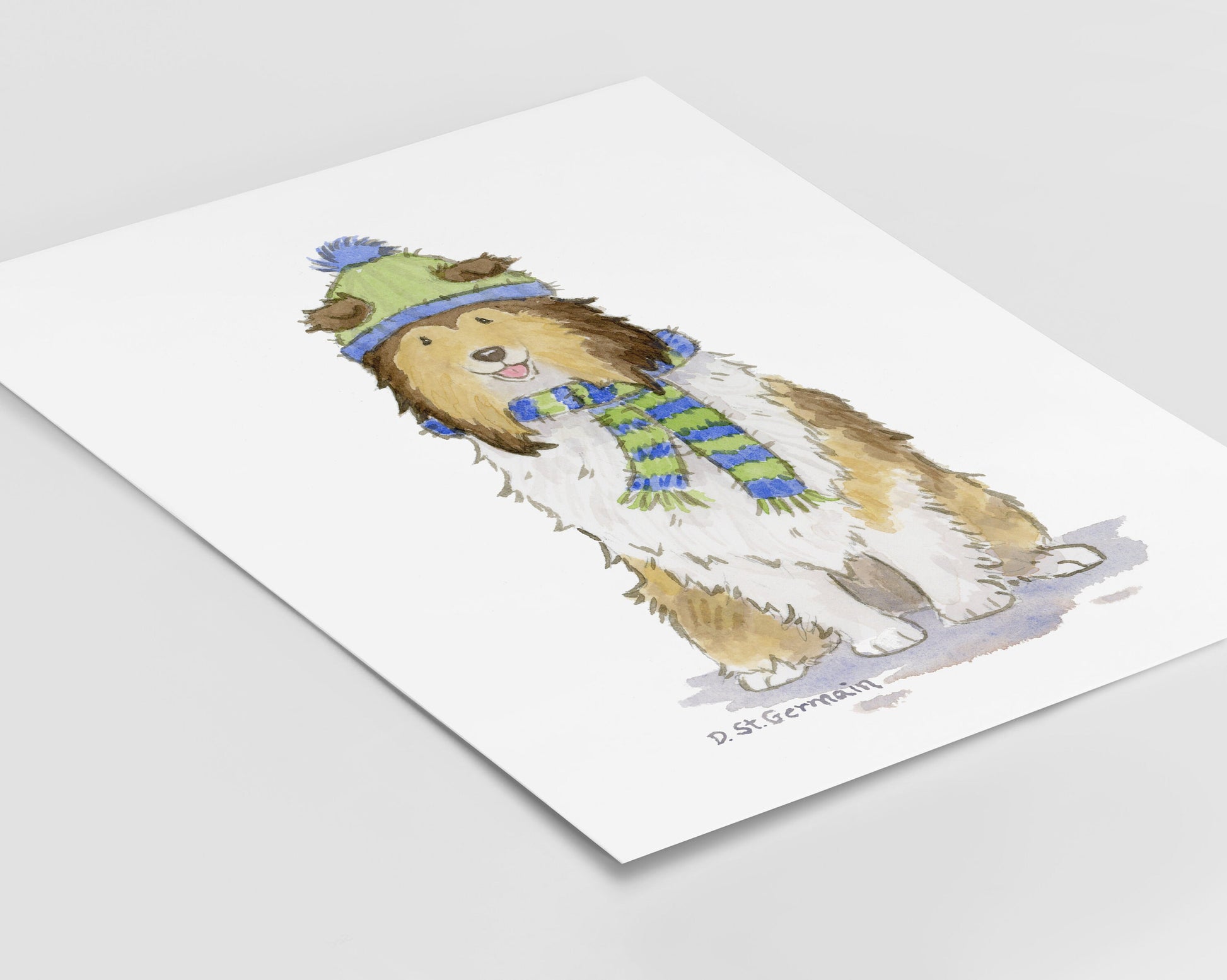 Collie Art, Rough Collie Holiday Print