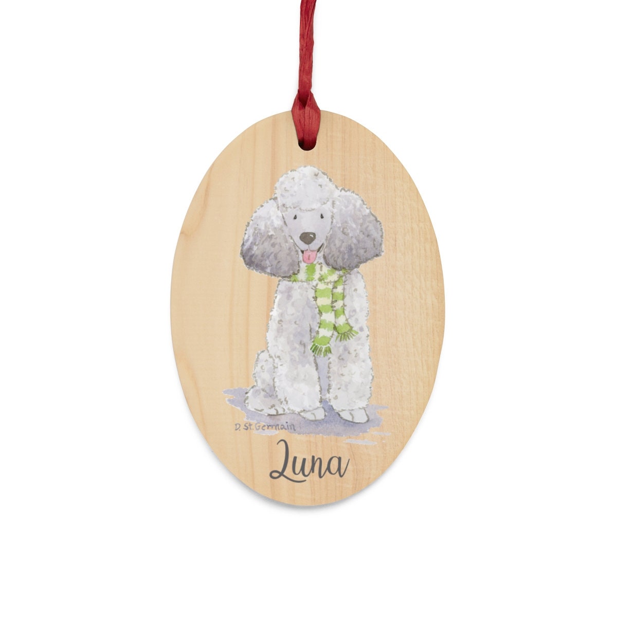 Poodle Ornament, Rustic Wood Ornament, Poodle Gift, Silver Poodle, Toy Poodle, Poodle Lover Gift, Stocking Stuffer Personalized Dog Ornament