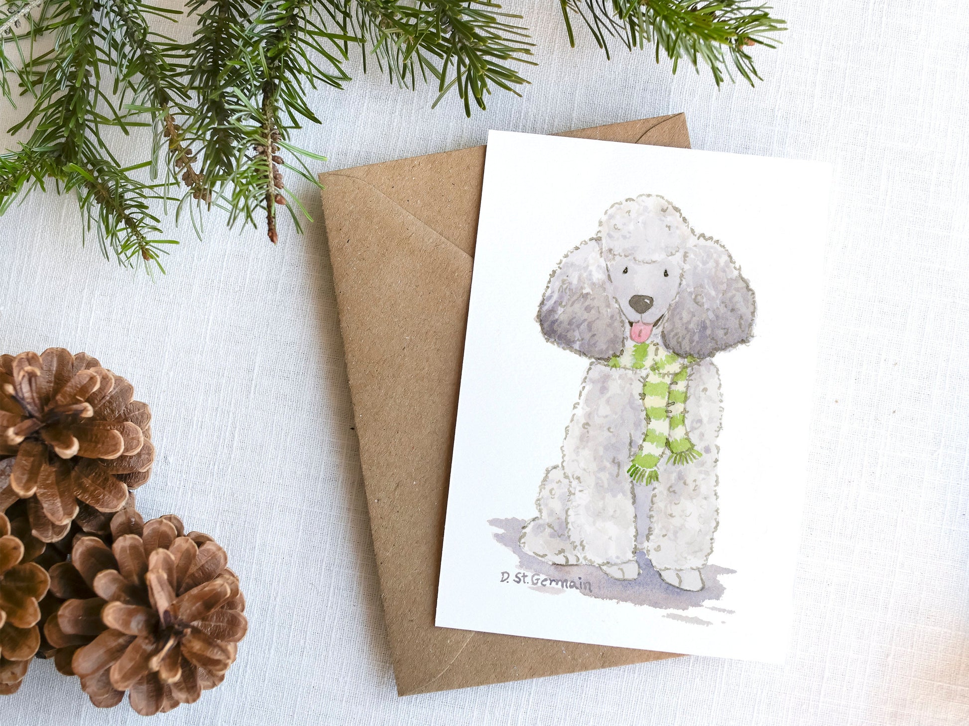 Poodle Christmas Card Set, Silver Poodle Holiday Card, Poodle Lover Gift, Gray Poodle Card, Poodle Gifts, Dog Lover Card, Cute Dog Card