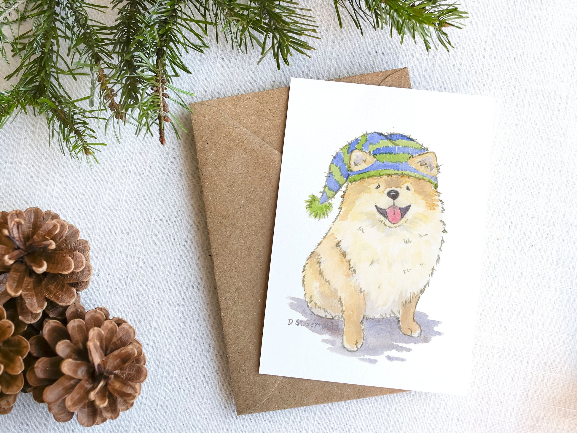 Pomeranian Christmas Card Set, Pomeranian Holiday Card, Pomeranian Lover Gift, Pomeranian Gifts, Pom Mom Card, Dog Lover Card, Cute Dog Card