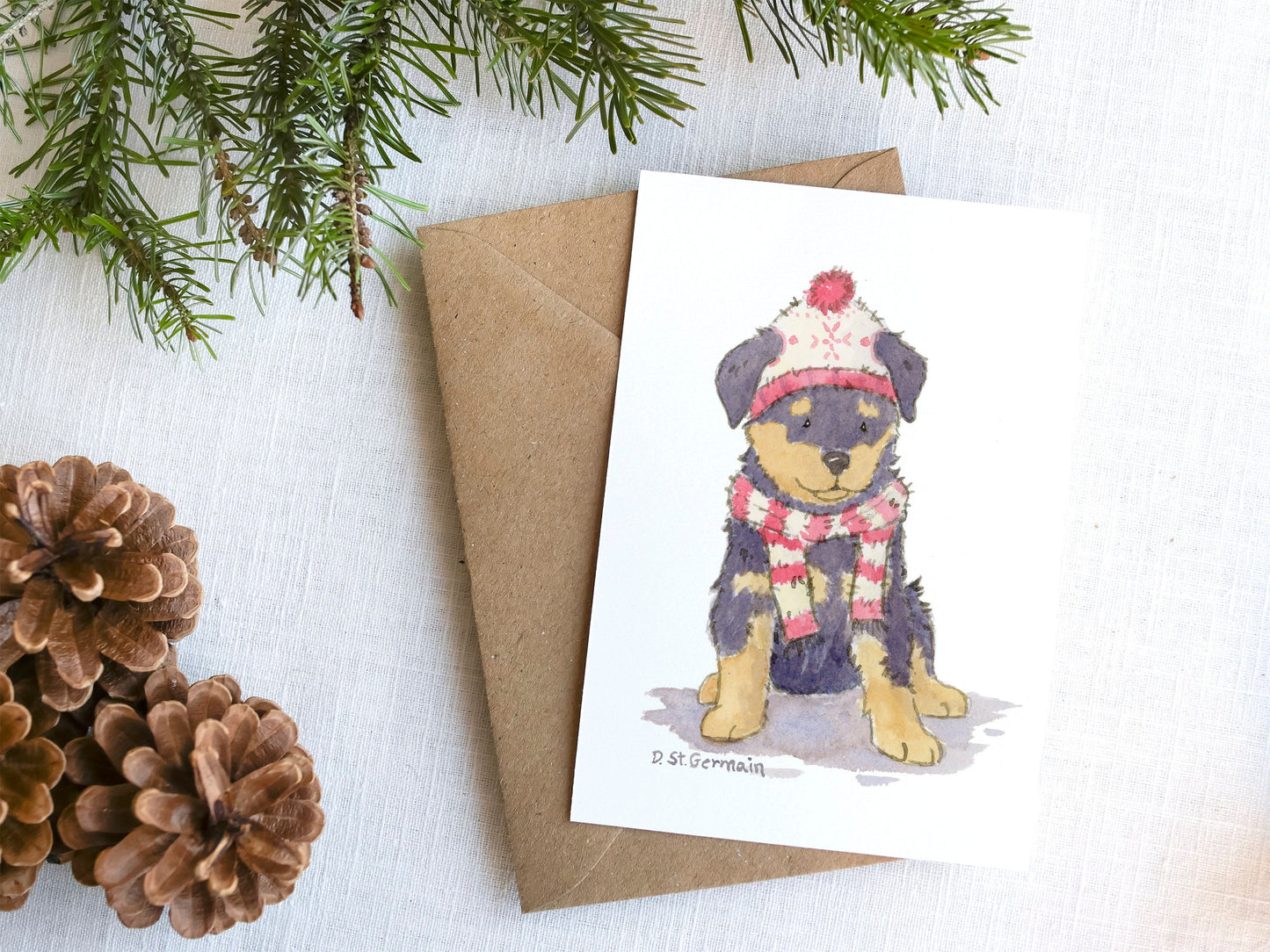Rottweiler Christmas Card Set, Rottweiler Holiday Card, Rottie Lover Gift, Rottweiler Gifts, Rottie Mom Card, Dog Lover Card, Cute Dog Card