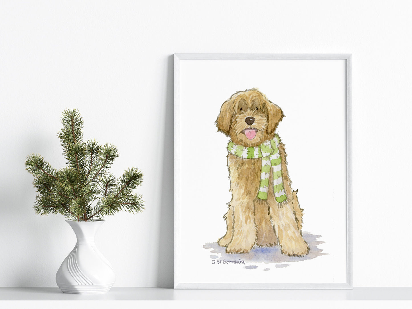 Labradoodle Art, Doodle Dog Holiday Print