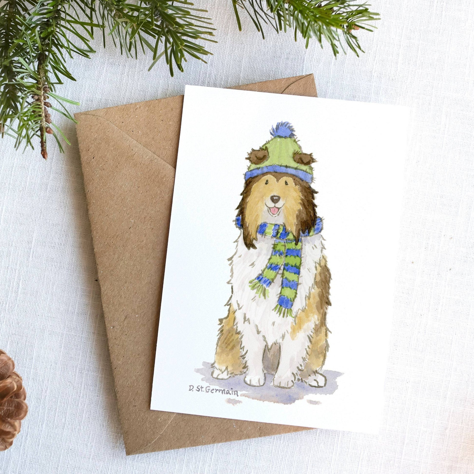 Collie Christmas Card Set, Rough Collie Card, Collie Holiday Card, Collie Lover Card, Collie Gifts, Dog Lover Card, Cute Dog Card Collie Mom