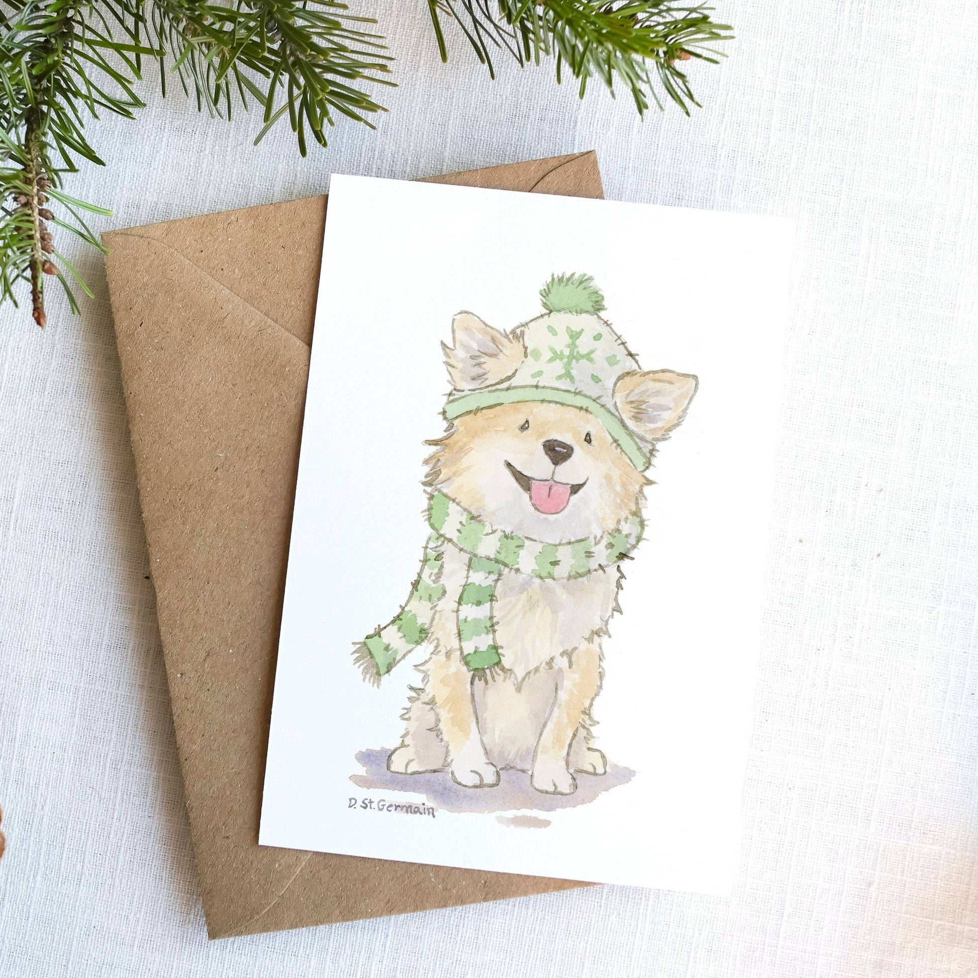 Chihuahua Christmas Card Set, Long Haired Chihuahua, Chihuahua Holiday Card, Chihuahua Lover, Chihuahua Gifts, Dog Lover Card, Cute Dog Card