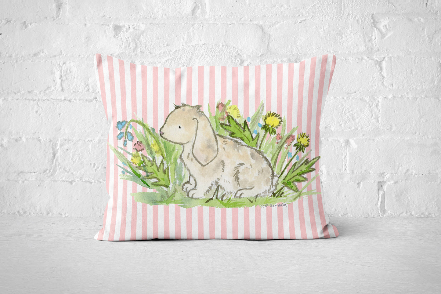 Easter Throw Pillow Cover, Cute Bunny Pillow, Easter Decor, Spring Pillow Cover, Lop Bunny Rabbit, Holiday Pillow Cover, Farmhouse Decor