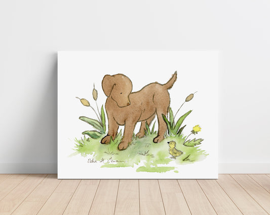 Chocolate Lab Art, Puppy Canvas Nursery Art, Labrador Retriever Art, canvas Dog Art, Puppy art, Children's Canvas Art, Gallery Wrap Canvas