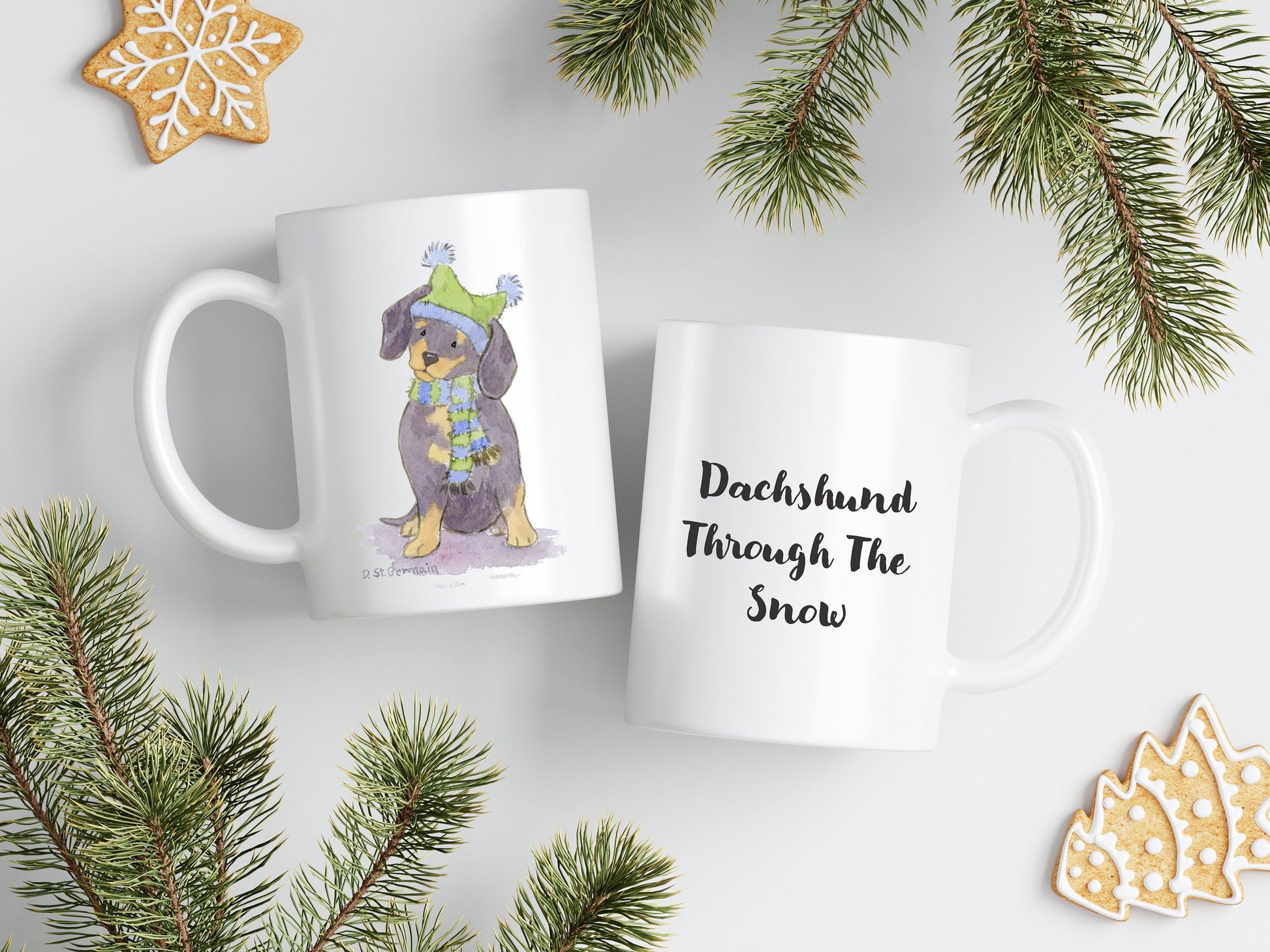 Holiday Dachshund Mug, Dachshund Gift, Weiner Dog Mug, Dachshund Lover Gift, Dog Mom Gift, Personalized Mug, Custom Dog Lover Gift