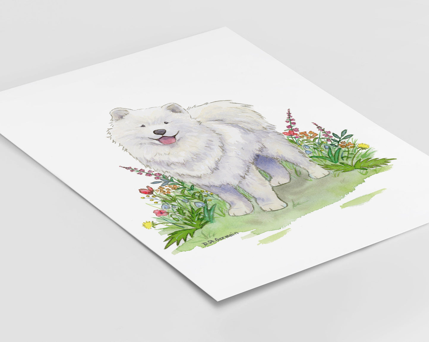 Samoyed Art, Watercolor Samoyed, Samoyed Gift, Dog Art, Dog Lover Gift, Dog Nursery Print, Husky Gift, Children's Wall Art, Nursery Decor