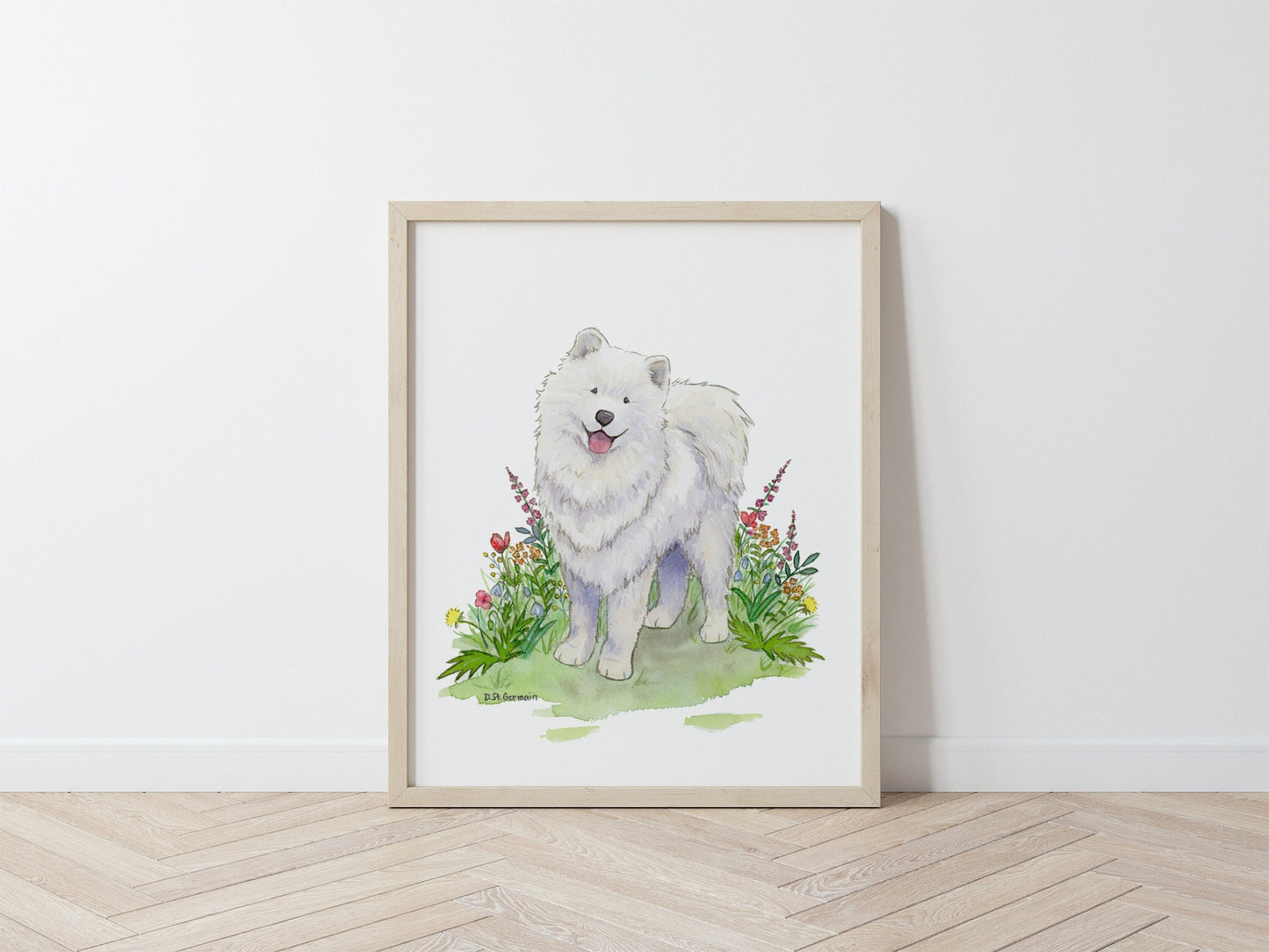 Samoyed Art, Watercolor Samoyed, Samoyed Gift, Dog Art, Dog Lover Gift, Dog Nursery Print, Husky Gift, Children's Wall Art, Nursery Decor
