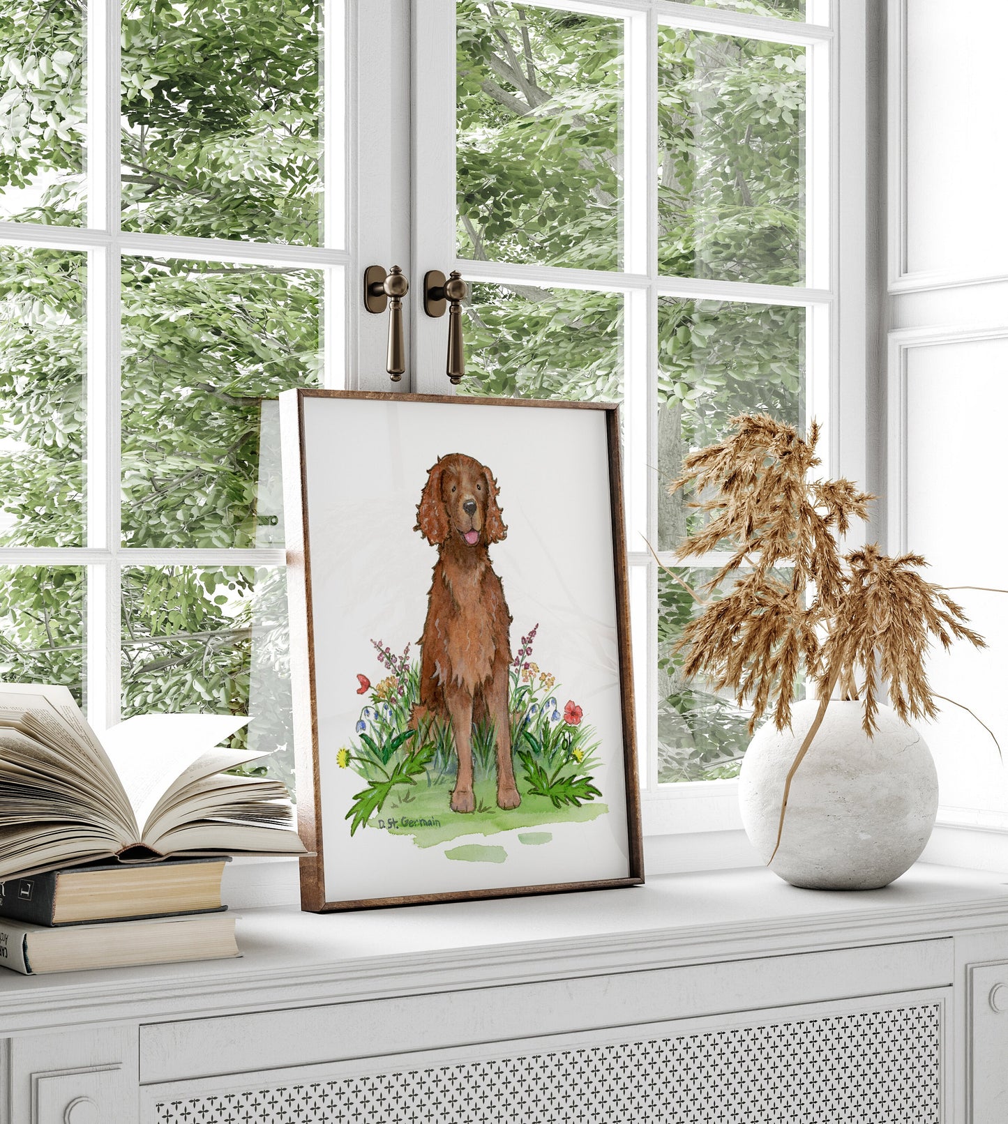 Irish Setter Art, Irish Setter Gift, Dog Portrait, Irish Setter Dog Watercolor Dog Art, Dog Lover Gift, Dog Nursery Art, Children's Art