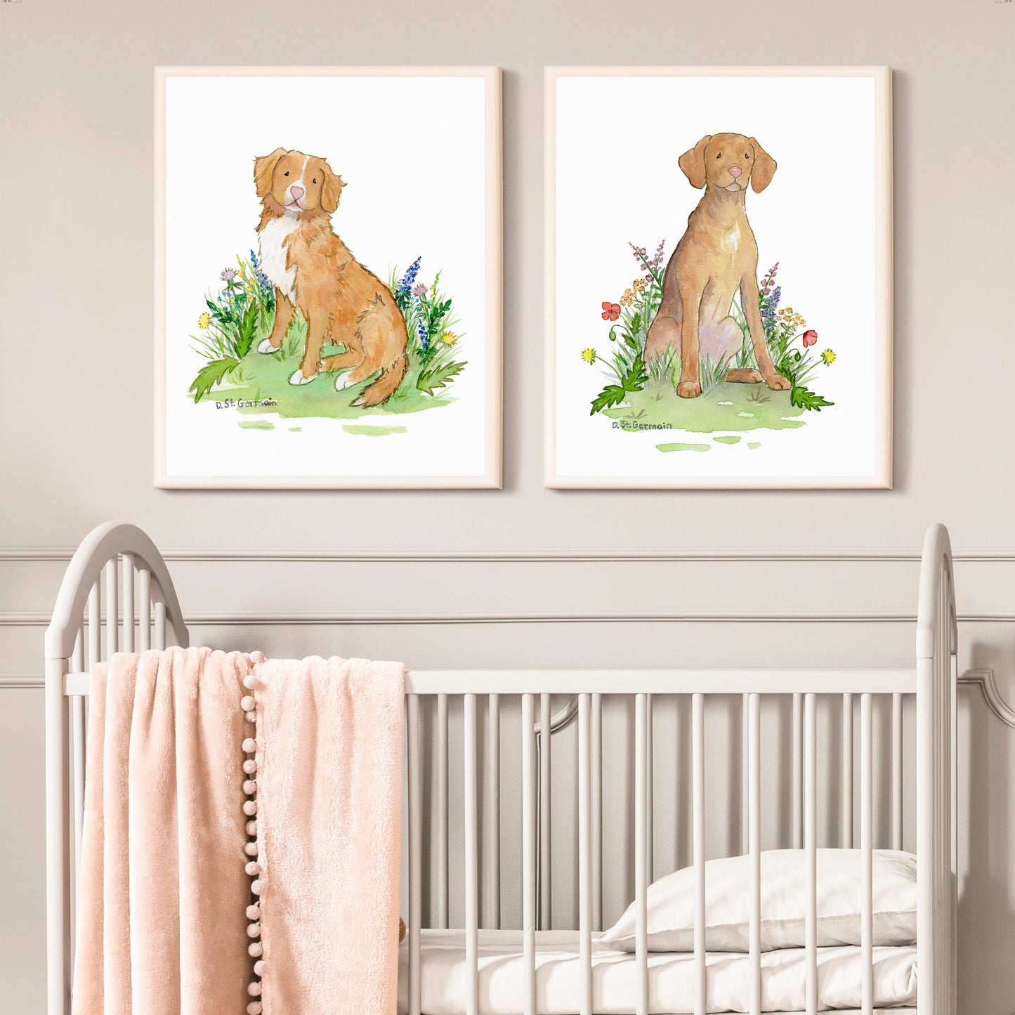 Vizsla Art, Vizsla Gift, Dog Portrait, Vizsla Dog Print, Hungarian Pointer, Watercolor Dog Art, Dog Lover Gift, Dog Nursery, Children's Art