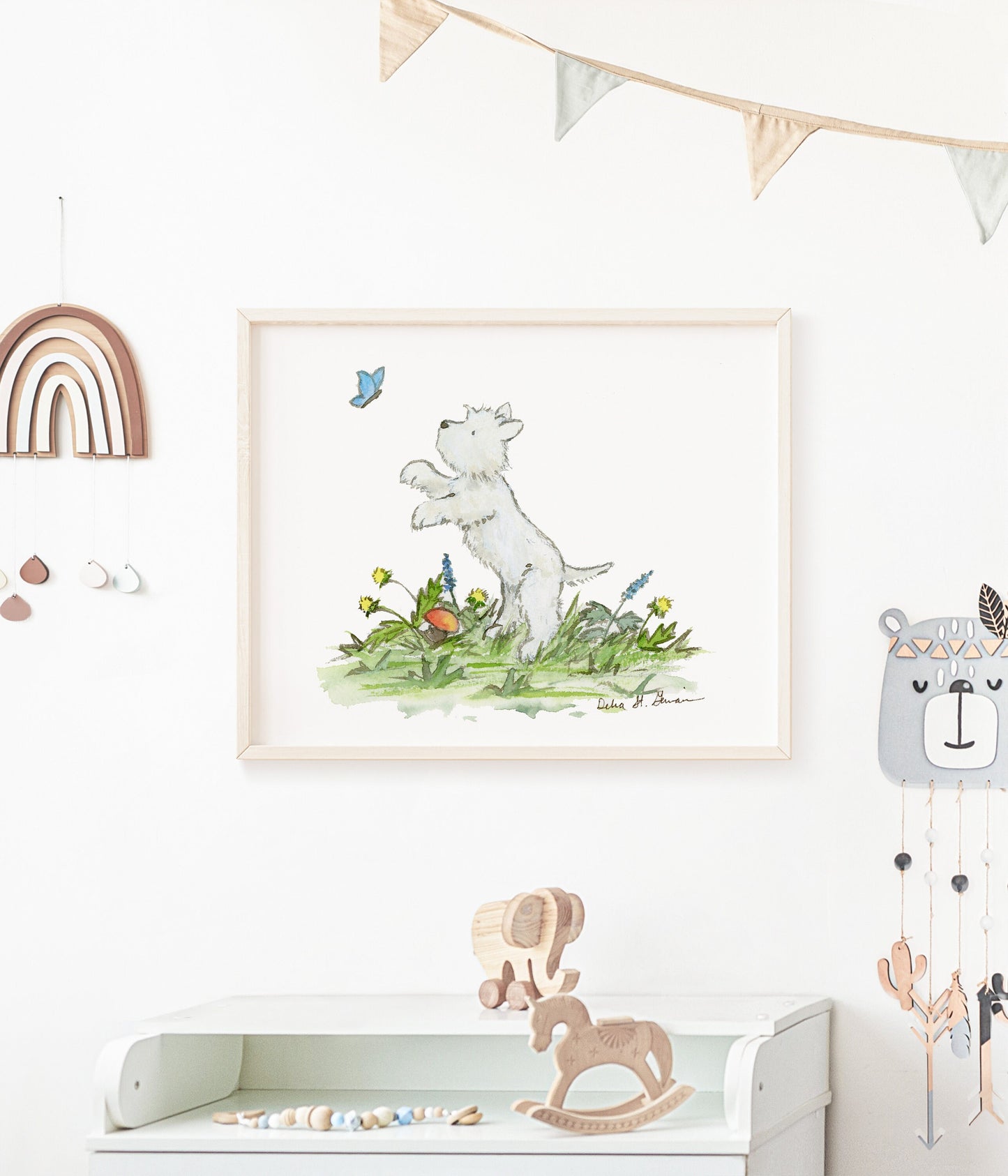 Westie Print, West Highland Terrier, Cute Westie Art, Westie Lovers Gift, Puppy Dog Nursery, Nursery Wall Art, Children's Art, Kid's Decor