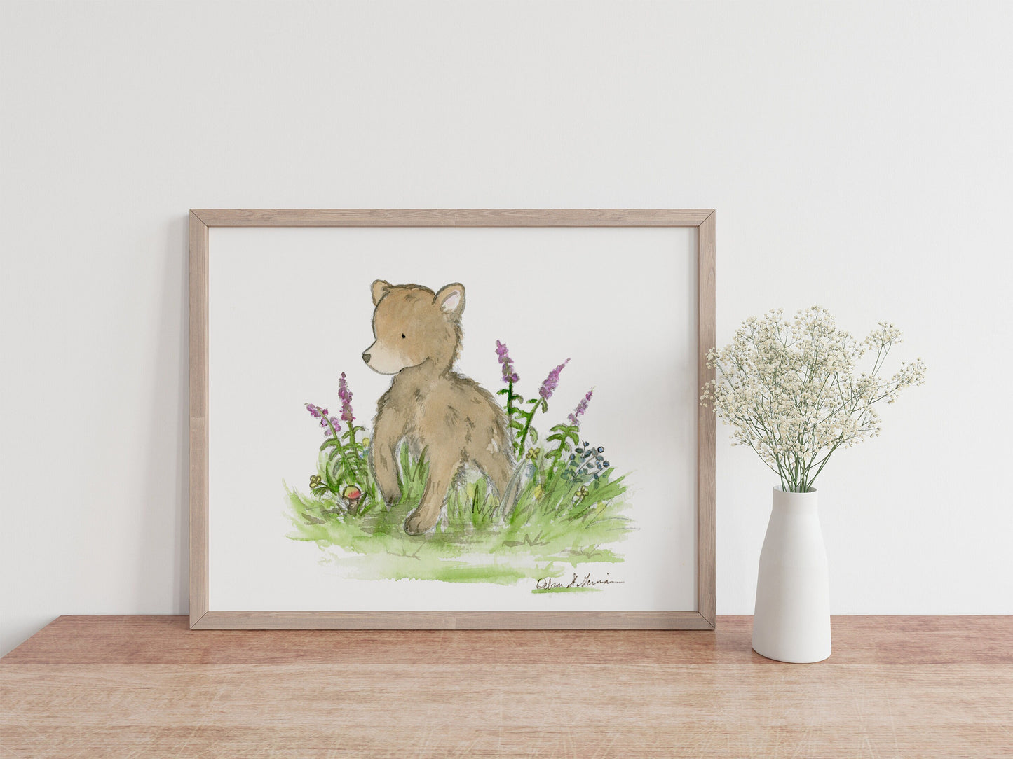 Woodland Nursery, Bear Cub Print, Forest Nursery Art, Grizzly Bear Cub, Watercolor Bear Art, Children's Art, Kids Wall Art, New Baby Art