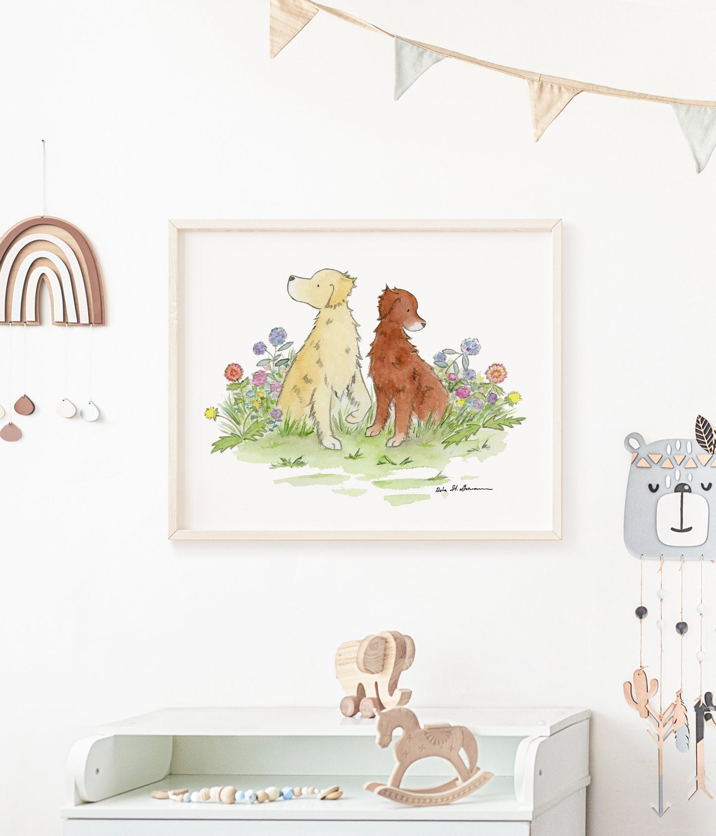 Golden Retriever Watercolor Art Print, Gift For Dog Lovers