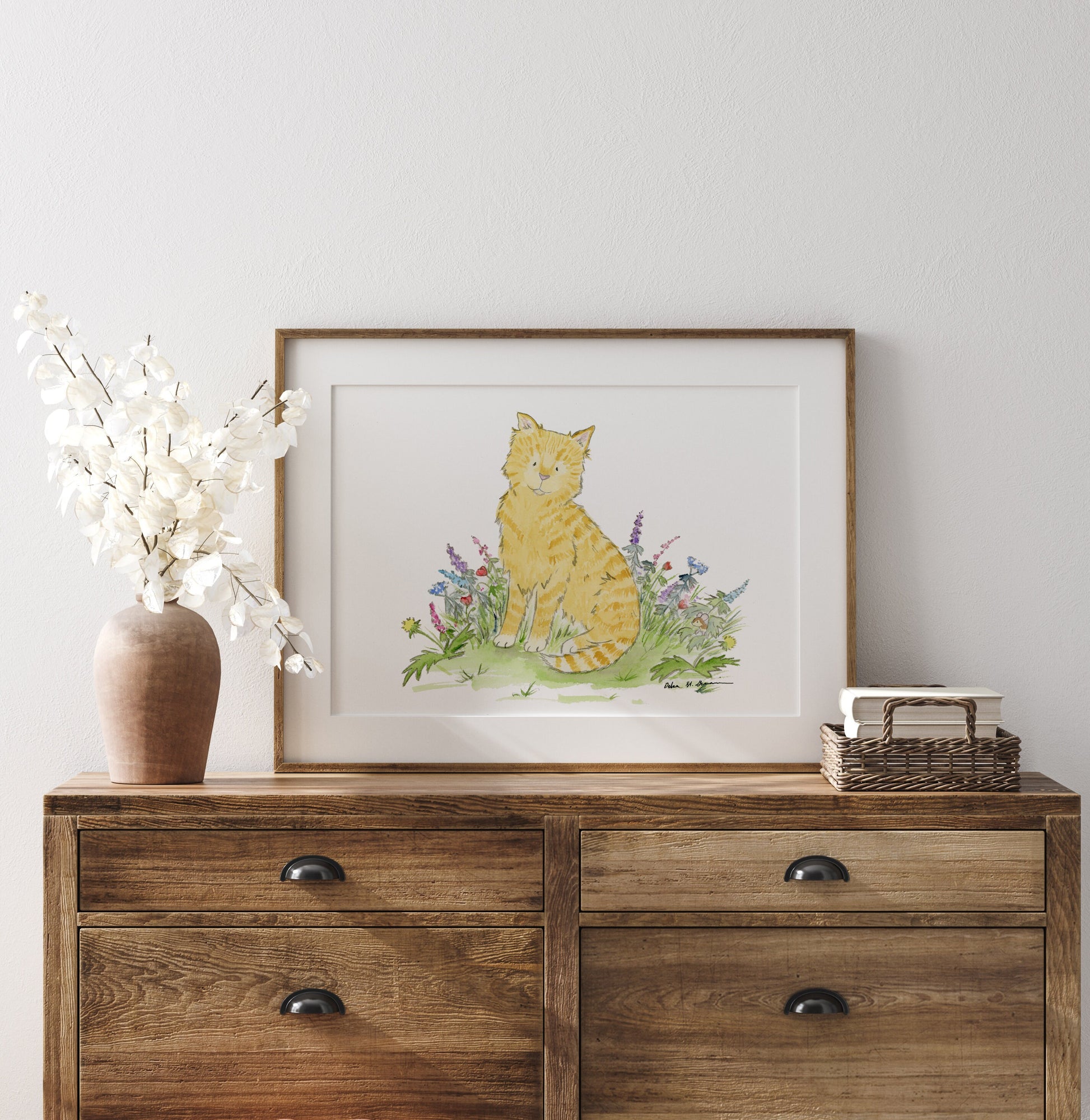 Watercolor Cat Art, Ginger Cat Print