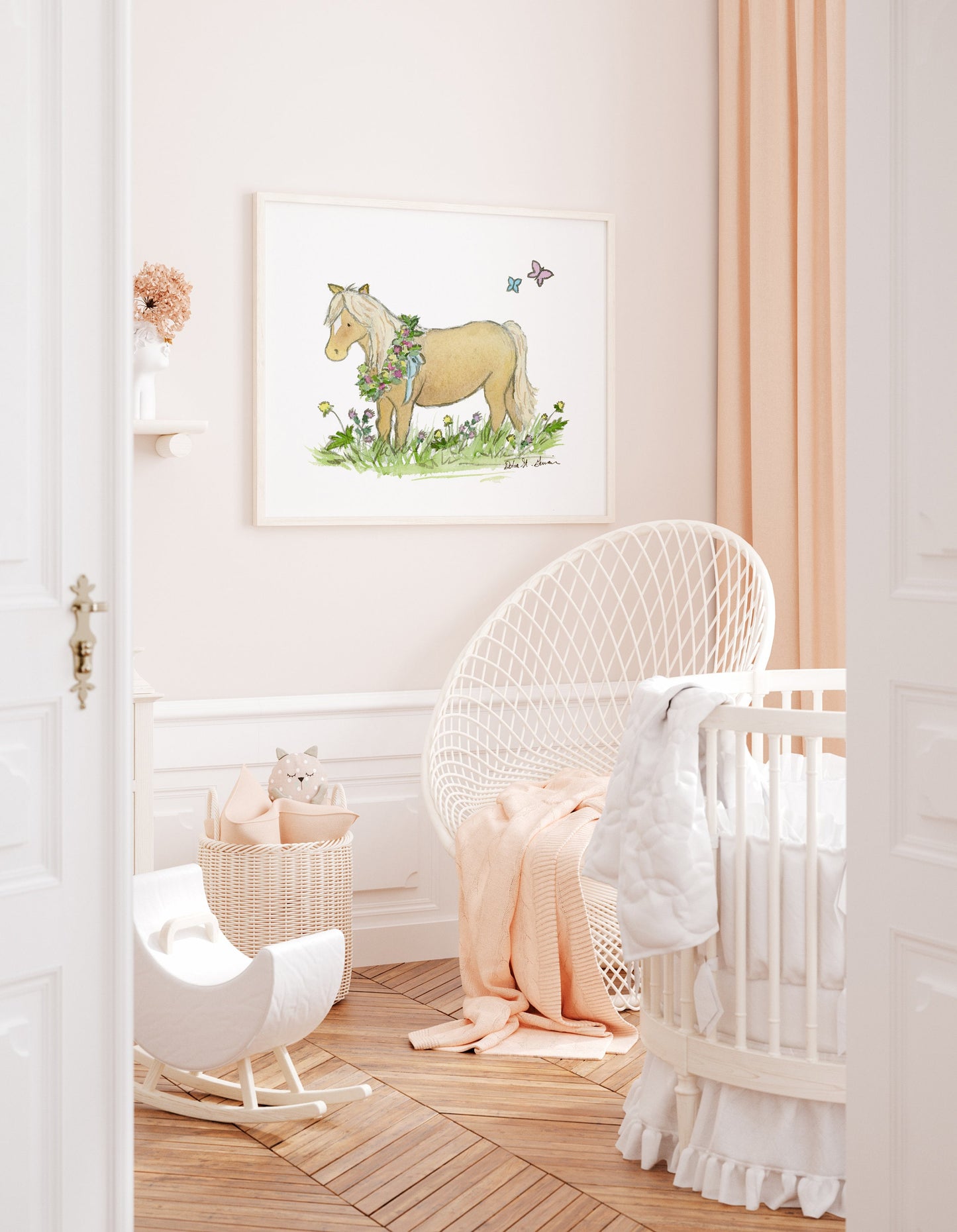 Pony Watercolor Art, Nursery print, Cute Nursery Art