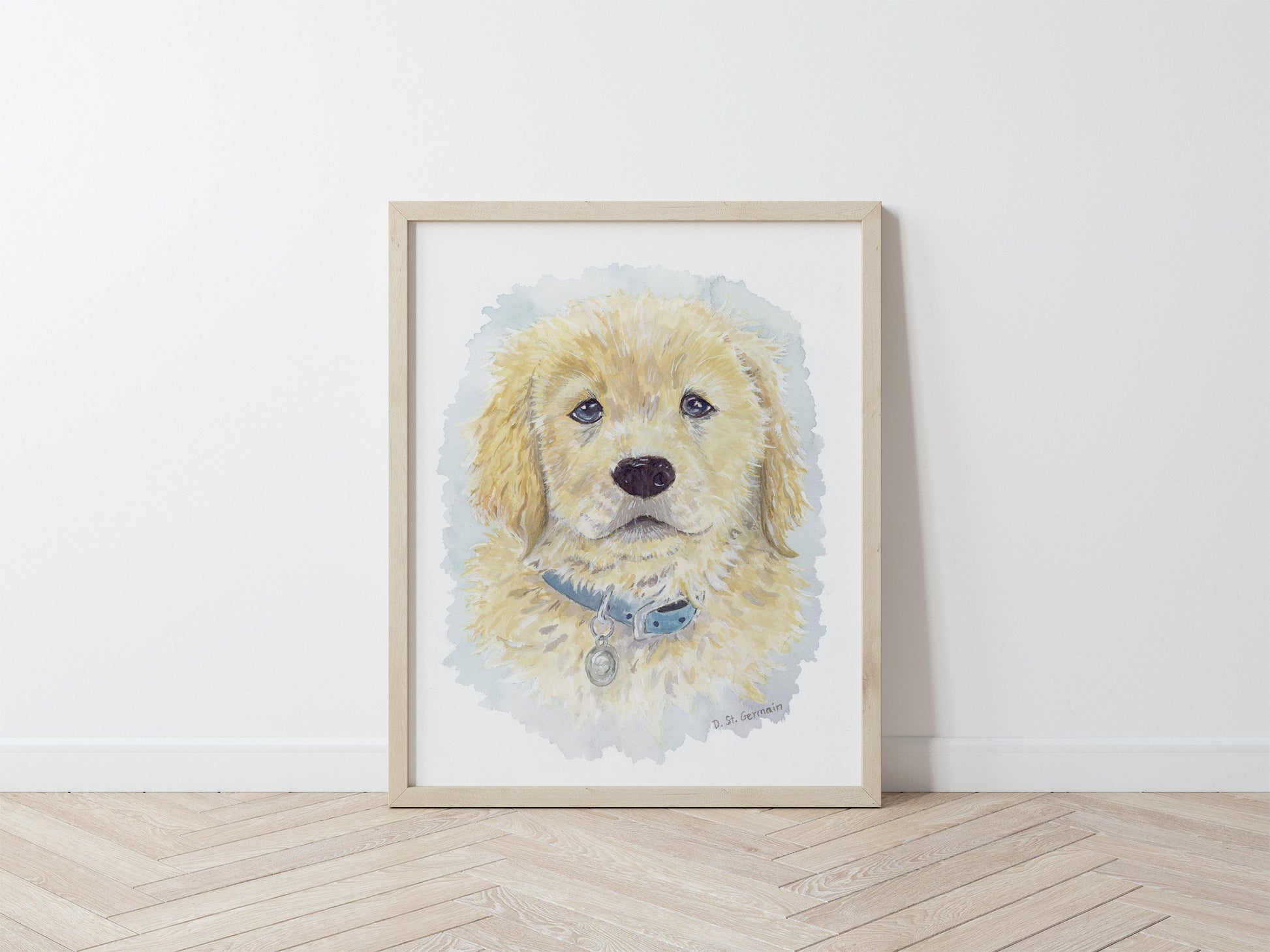 Golden Retriever Puppy Art, Watercolor Print, Art for Dog Lovers