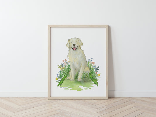 Golden Retriever Art, Pet Portrait, Nursery art, Watercolor Dog Print, Golden Retriever Gifts, Dog Wall Art, Cream Golden Retriever, Dog Art