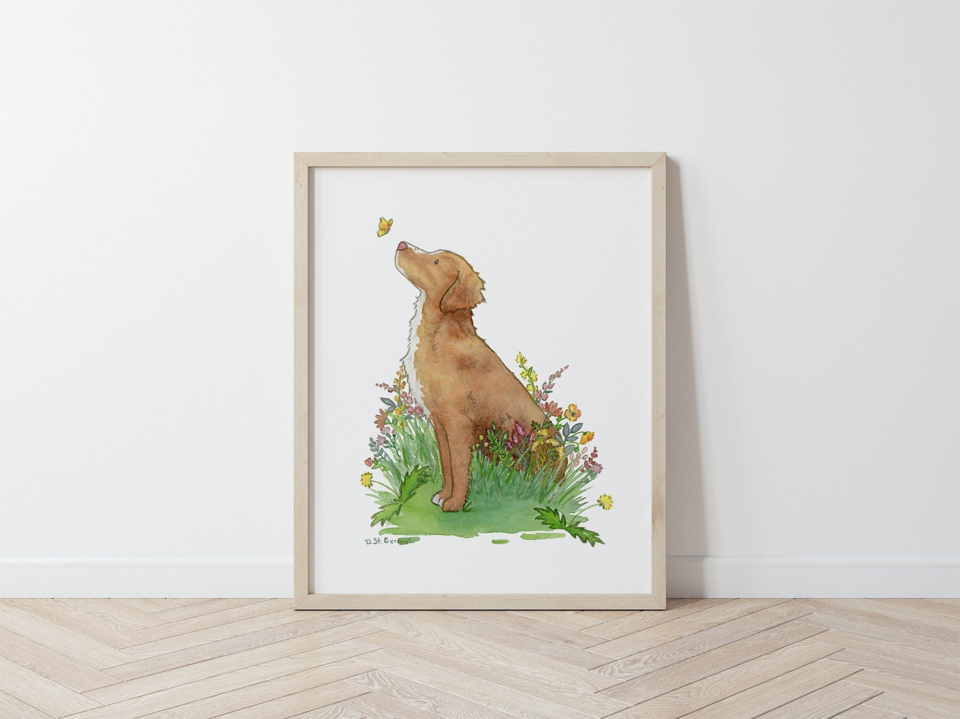 Nova Scotia Duck Tolling Retriever Art, Toller Painting, Toller Gift, Watercolor Dog Art, Puppy Nursery Art, Cute Dog Art, Dog Lover Gift