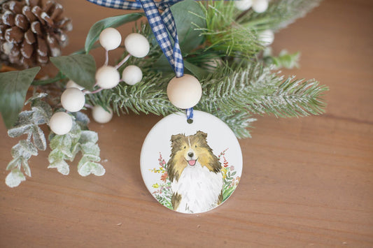 Sable Sheltie Ornament, Sheltie Gifts, Sheltie Christmas, Dog Name Ornament, Cute Dog Ornament, Dog Lover Gift, Personalized Ornament