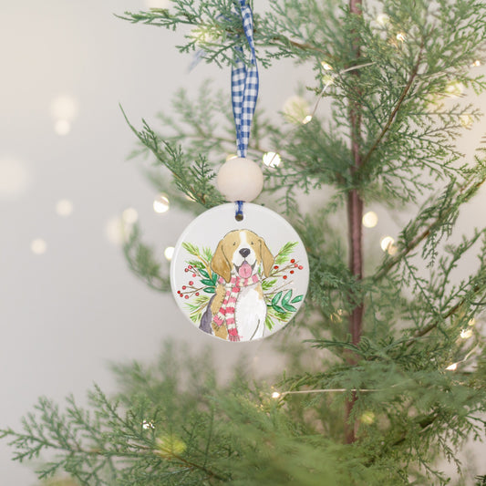 Holiday Beagle Ornament, Personalized Dog Lover Gift
