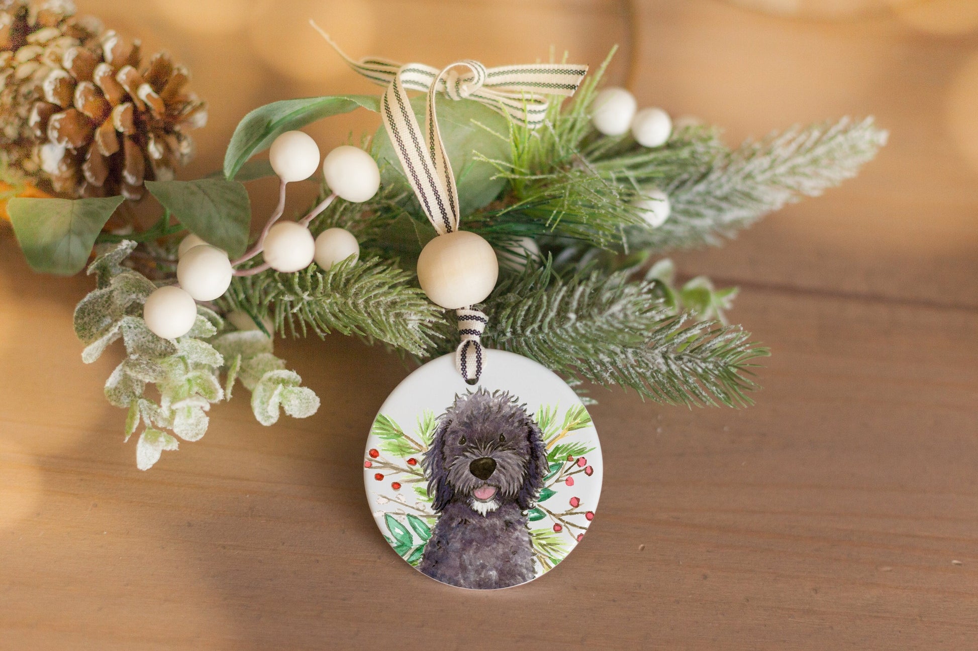 Personalized Bernedoodle Ornament, Doodle Dog Gift