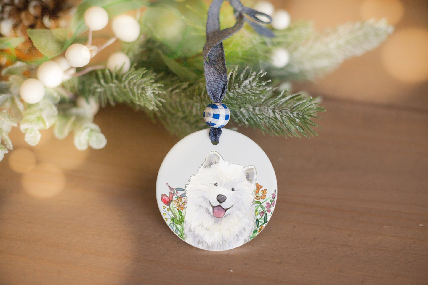 Samoyed Holiday Ornament, Personalized Gift for Dog Lovers