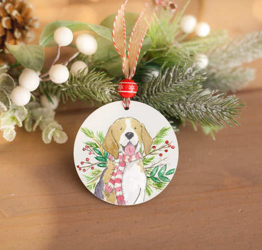 Holiday Beagle Ornament, Personalized Dog Lover Gift